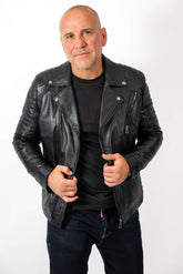 Men's leather jacket Borislav type Biker Black